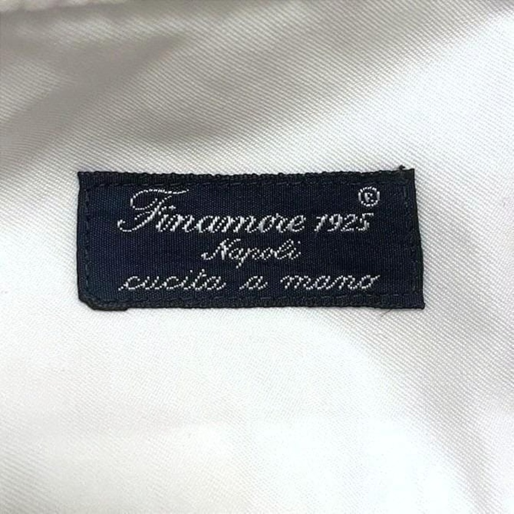 Finamore Napoli Alumo Swiss 100% Cotton White Dress Shirt Men XL 17 Made Italy - Picture 4 of 16